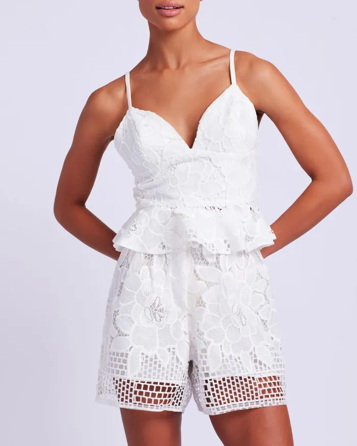 Women Matching Sets PatBO Lace Peplum Top White EXCLUSIVE White
