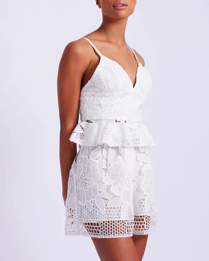 Women Matching Sets PatBO Lace Peplum Top White EXCLUSIVE White
