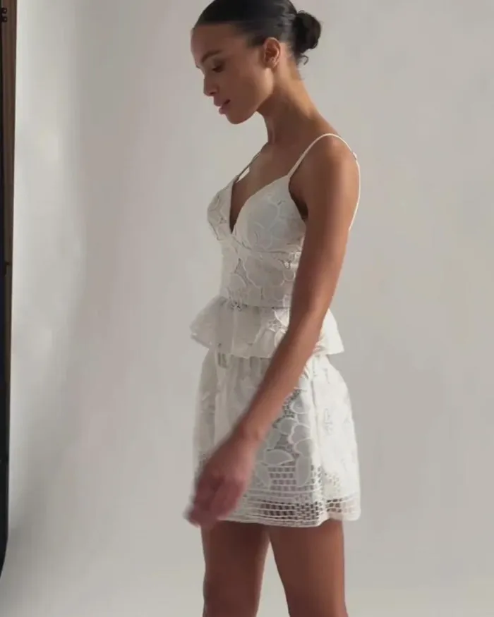 Women Matching Sets PatBO Lace Peplum Top White EXCLUSIVE White