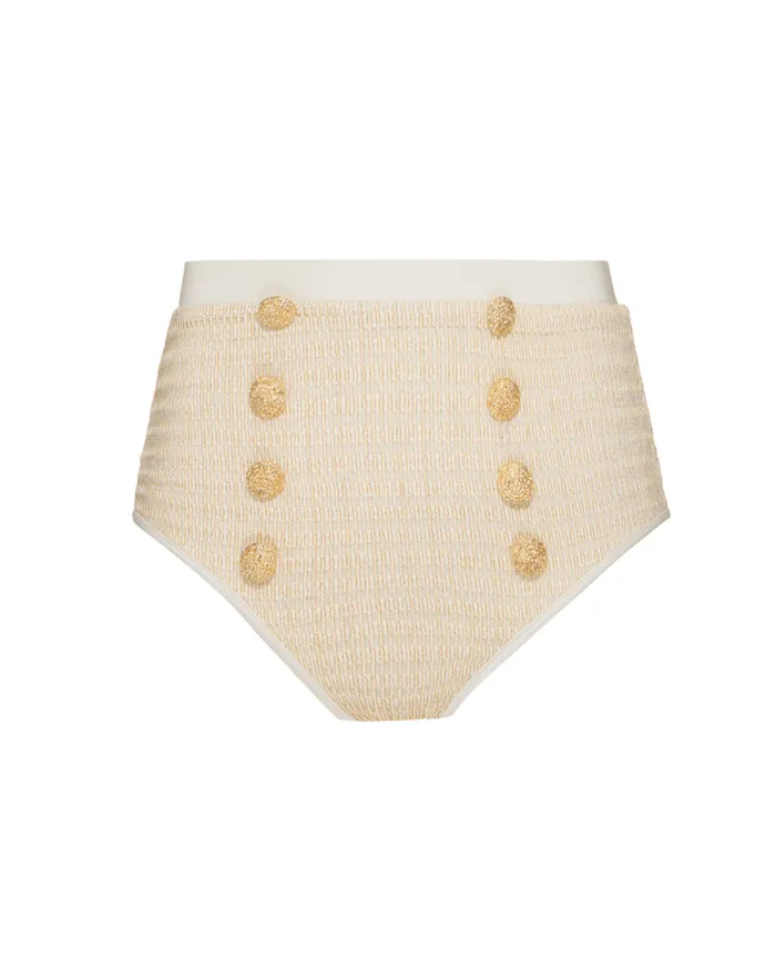 Women Matching Sets PatBO METALLIC HIGH WAIST BIKINI BOTTOM Off White