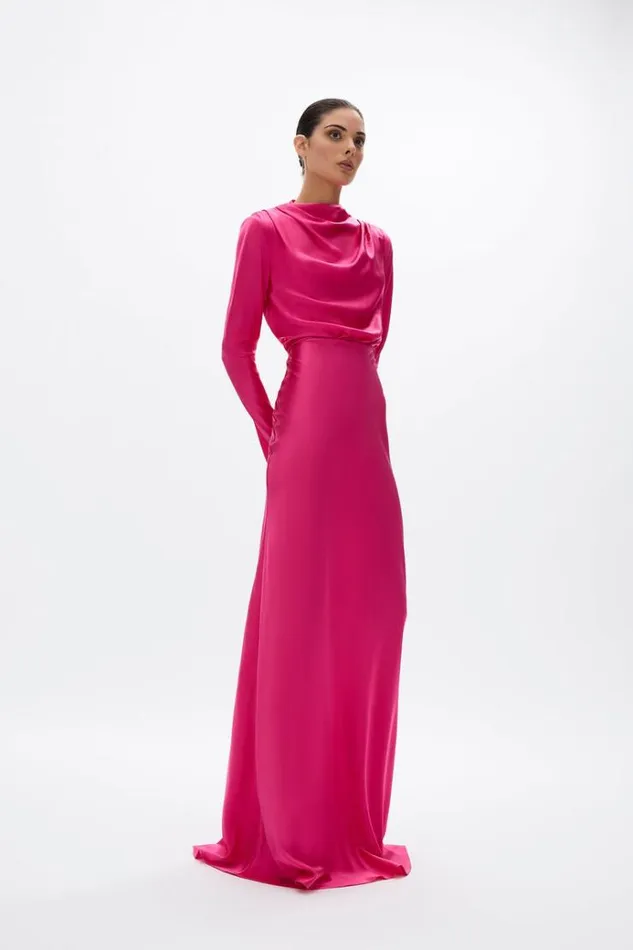 Women Maxi Dresses Rachel Gilbert Lucielle Gown Hot Pink