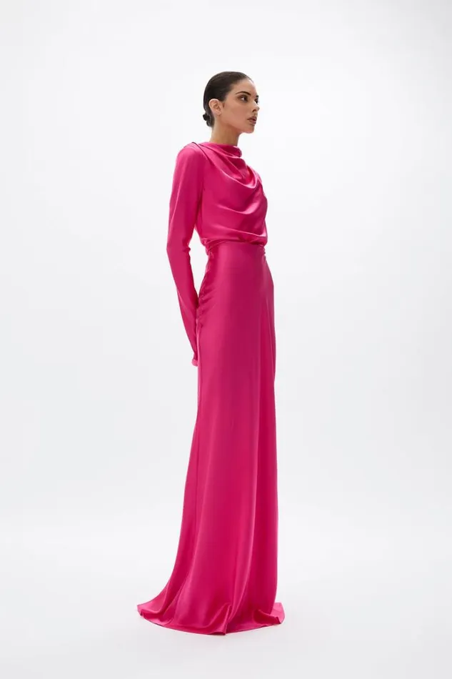 Women Maxi Dresses Rachel Gilbert Lucielle Gown Hot Pink Women Maxi Dresses Rachel Gilbert Lucielle Gown Hot Pink