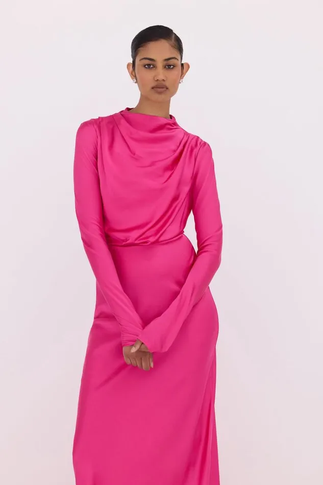 Women Maxi Dresses Rachel Gilbert Lucielle Gown Hot Pink Women Maxi Dresses Rachel Gilbert Lucielle Gown Hot Pink