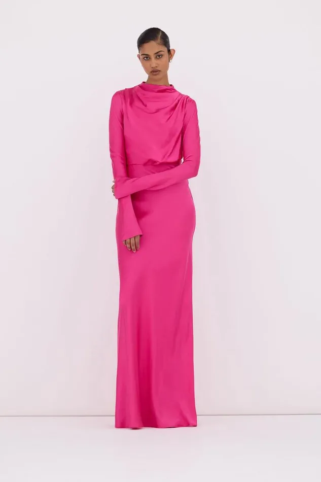 Women Maxi Dresses Rachel Gilbert Lucielle Gown Hot Pink Women Maxi Dresses Rachel Gilbert Lucielle Gown Hot Pink