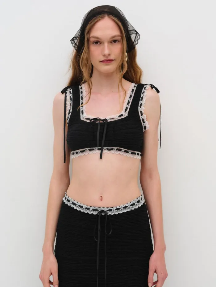 Women Mayfair Crochet Crop Top Black For Love and Lemons Tops Women Mayfair Crochet Crop Top Black For Love and Lemons Tops