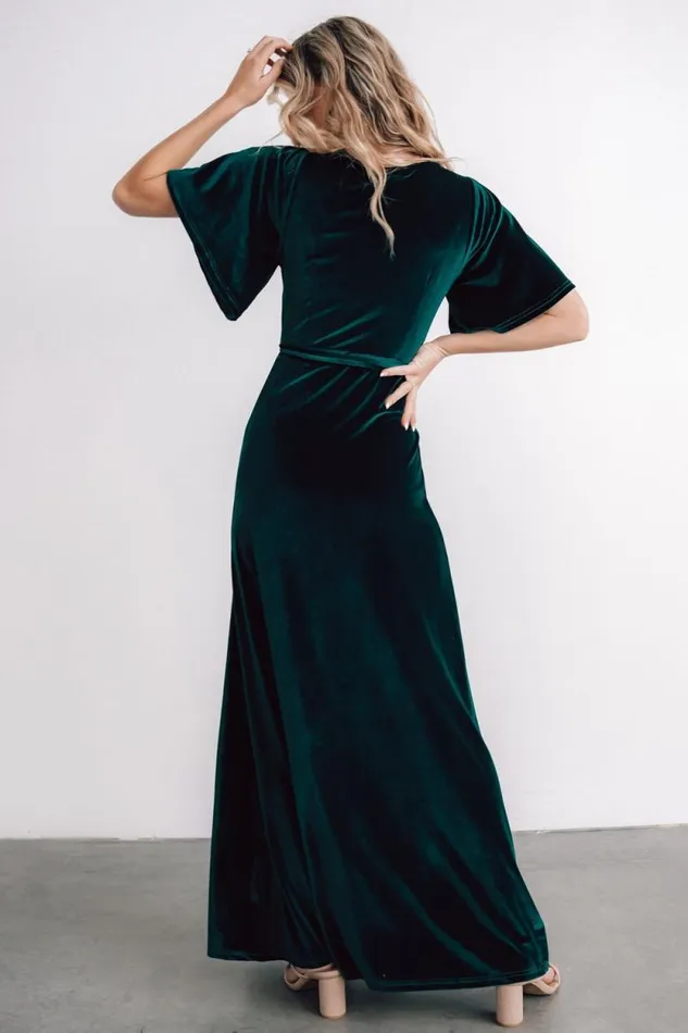 Women Meghan Velvet Wrap Maxi Dress Emerald Baltic Born Maxi Dresses Women Meghan Velvet Wrap Maxi Dress Emerald Baltic Born Maxi Dresses