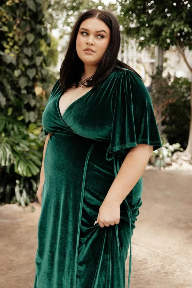 Women Meghan Velvet Wrap Maxi Dress Emerald Baltic Born Maxi Dresses Women Meghan Velvet Wrap Maxi Dress Emerald Baltic Born Maxi Dresses