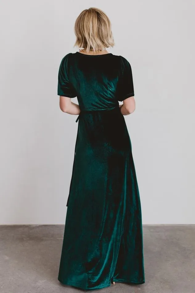 Women Meghan Velvet Wrap Maxi Dress Emerald Baltic Born Maxi Dresses Women Meghan Velvet Wrap Maxi Dress Emerald Baltic Born Maxi Dresses