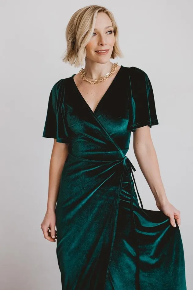 Women Meghan Velvet Wrap Maxi Dress Emerald Baltic Born Maxi Dresses Women Meghan Velvet Wrap Maxi Dress Emerald Baltic Born Maxi Dresses