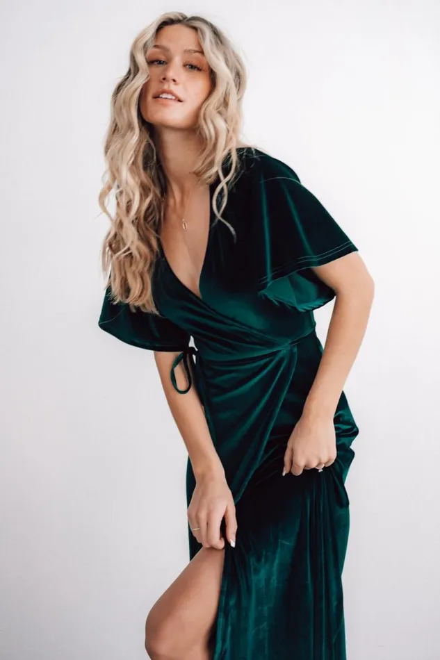 Women Meghan Velvet Wrap Maxi Dress Emerald Baltic Born Maxi Dresses Women Meghan Velvet Wrap Maxi Dress Emerald Baltic Born Maxi Dresses
