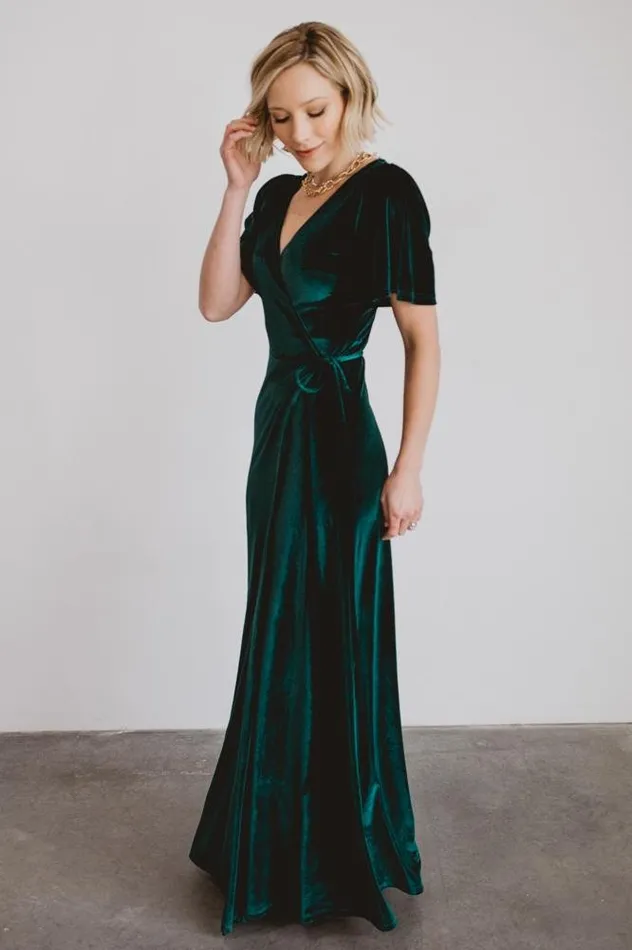 Women Meghan Velvet Wrap Maxi Dress Emerald Baltic Born Maxi Dresses Women Meghan Velvet Wrap Maxi Dress Emerald Baltic Born Maxi Dresses
