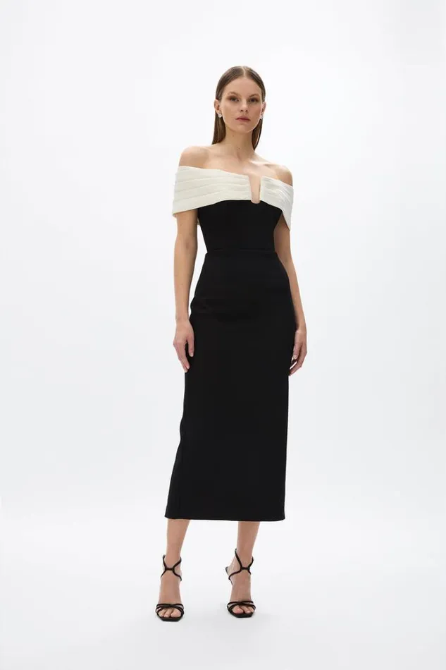 Women Midi Dresses Rachel Gilbert Aven Dress BlackIvory Women Midi Dresses Rachel Gilbert Aven Dress BlackIvory