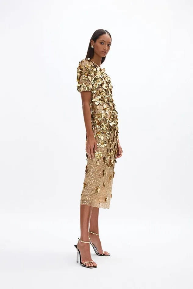 Women Midi Dresses Rachel Gilbert Hugo Dress Gold Women Midi Dresses Rachel Gilbert Hugo Dress Gold