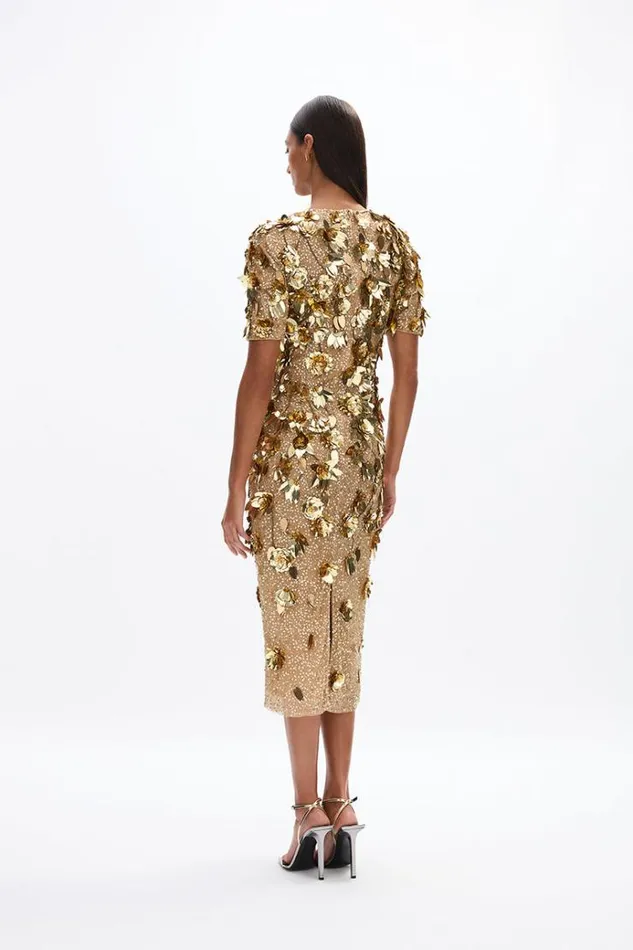 Women Midi Dresses Rachel Gilbert Hugo Dress Gold Women Midi Dresses Rachel Gilbert Hugo Dress Gold