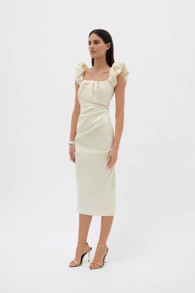 Women Midi Dresses Rachel Gilbert Kalina Dress In Coconut