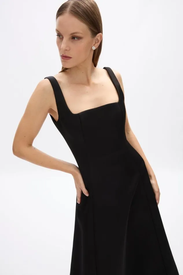 Women Midi Dresses Rachel Gilbert Serra Dress Black Women Midi Dresses Rachel Gilbert Serra Dress Black
