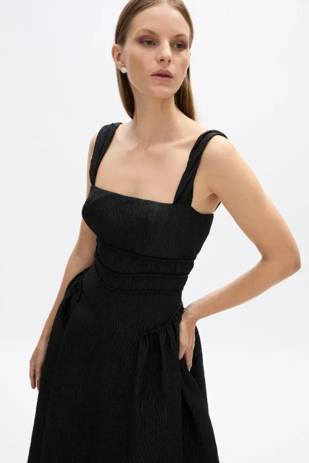 Women Midi Dresses Rachel Gilbert Sophia Strap Dress Black Women Midi Dresses Rachel Gilbert Sophia Strap Dress Black