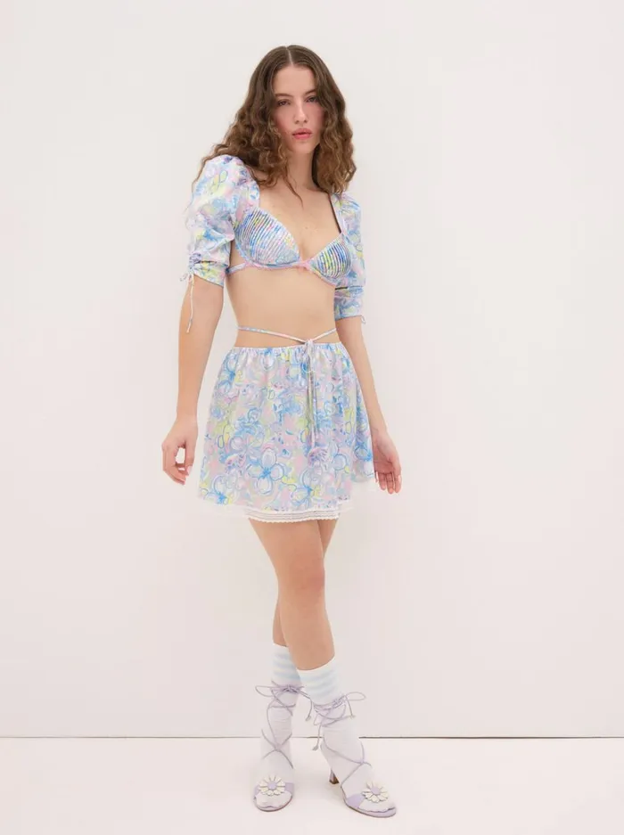 Women Midsummer Floral Skirt Blue For Love and Lemons Lingerie