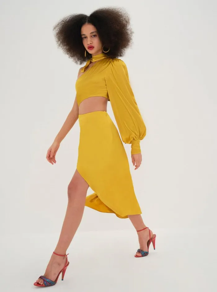 Women Mila Midi Dress Yellow For Love and Lemons Dresses Women Mila Midi Dress Yellow For Love and Lemons Dresses