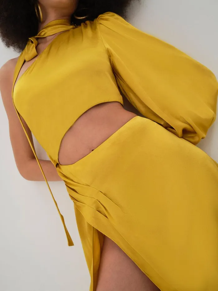 Women Mila Midi Dress Yellow For Love and Lemons Dresses Women Mila Midi Dress Yellow For Love and Lemons Dresses