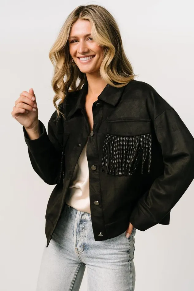 Women Mills Fringe Jacket Black Baltic Born Outerwear Women Mills Fringe Jacket Black Baltic Born Outerwear