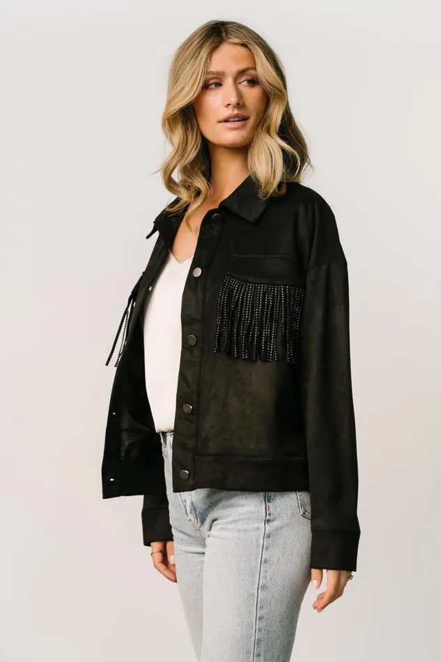 Women Mills Fringe Jacket Black Baltic Born Outerwear Women Mills Fringe Jacket Black Baltic Born Outerwear