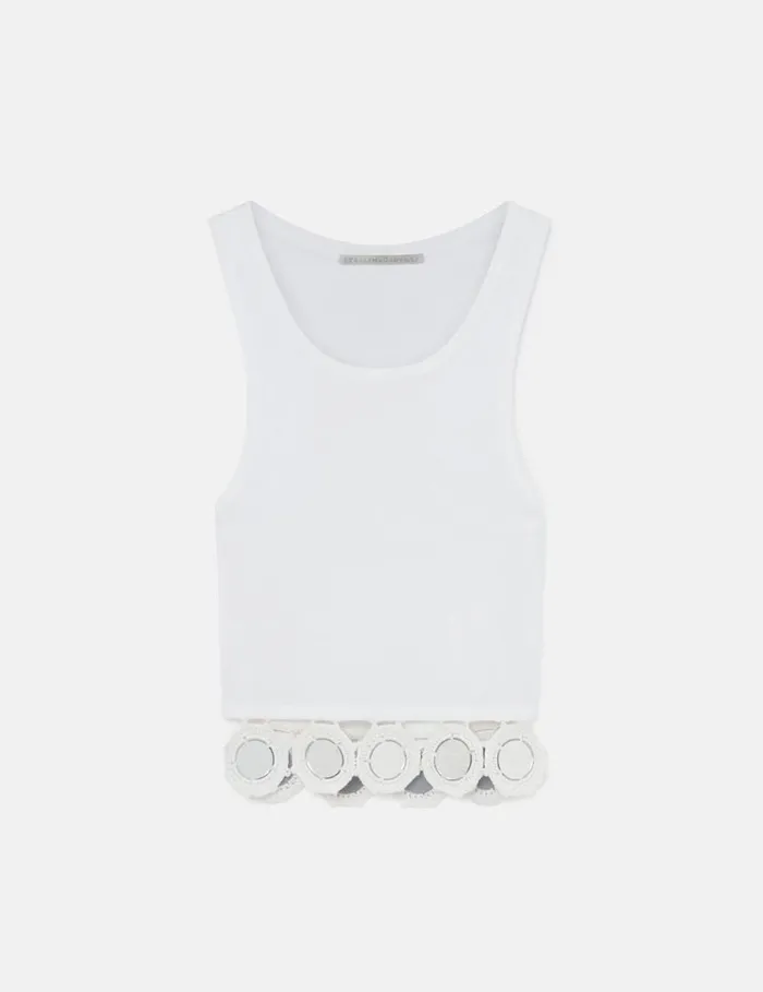 Women Mirror Crochet Tank Top Pure White Stella McCartney Shirts And Tops