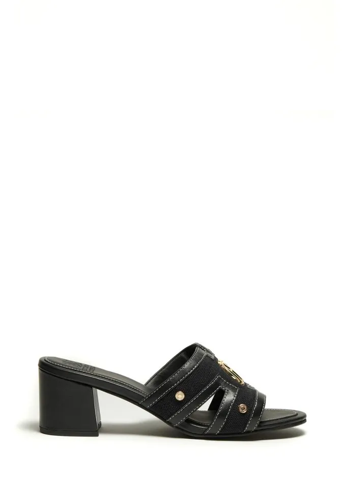 Women Monogram Mule Black Canvas Holland Cooper Sandals and Slides