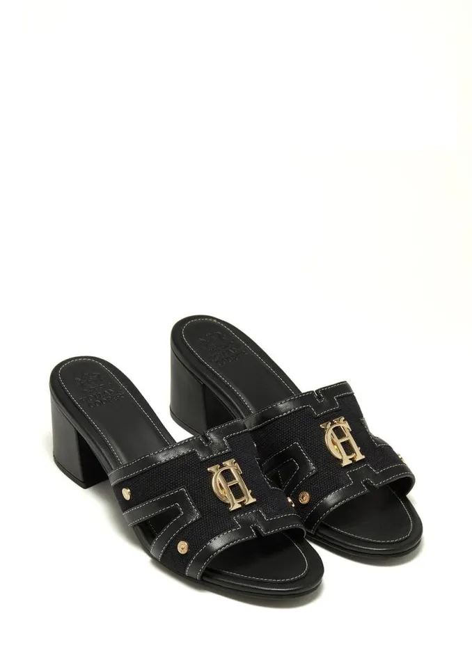 Women Monogram Mule Black Canvas Holland Cooper Sandals and Slides Women Monogram Mule Black Canvas Holland Cooper Sandals and Slides