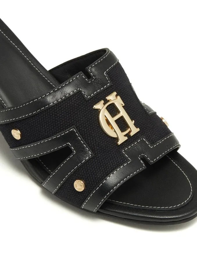 Women Monogram Mule Black Canvas Holland Cooper Sandals and Slides Women Monogram Mule Black Canvas Holland Cooper Sandals and Slides
