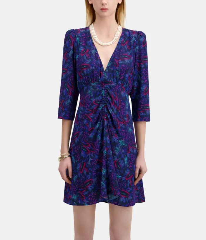 Women Multicolor Printed 34 Sleeve Short Dress With Shirring THE KOOPLES Dresses and Jumpsuits Women Multicolor Printed 34 Sleeve Short Dress With Shirring THE KOOPLES Dresses and Jumpsuits