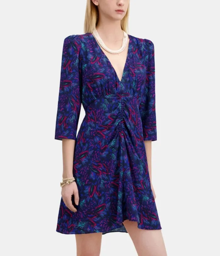 Women Multicolor Printed 34 Sleeve Short Dress With Shirring THE KOOPLES Dresses and Jumpsuits Women Multicolor Printed 34 Sleeve Short Dress With Shirring THE KOOPLES Dresses and Jumpsuits