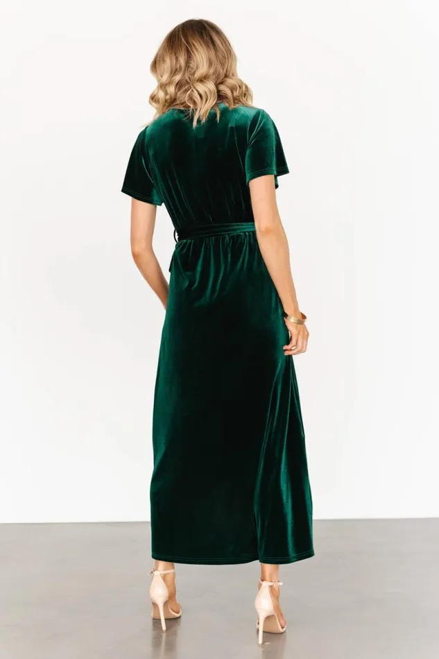 Women Nadine Velvet Midi Dress Green Baltic Born Bump Friendly Women Nadine Velvet Midi Dress Green Baltic Born Bump Friendly