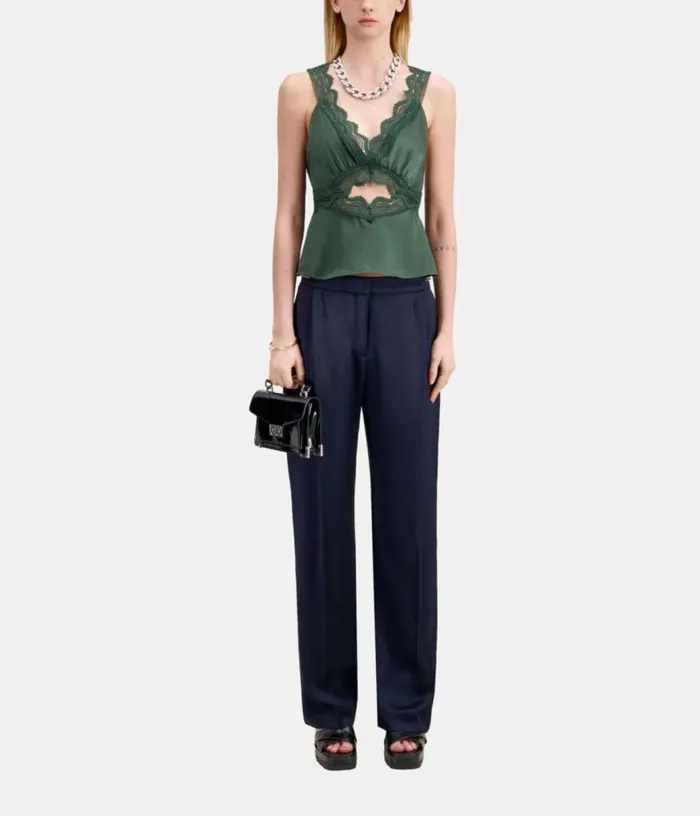 Women Navy Blue Trousers With Chains THE KOOPLES Jeans and Pants