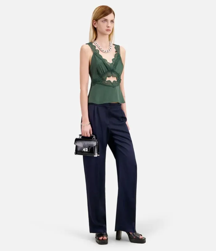 Women Navy Blue Trousers With Chains THE KOOPLES Jeans and Pants