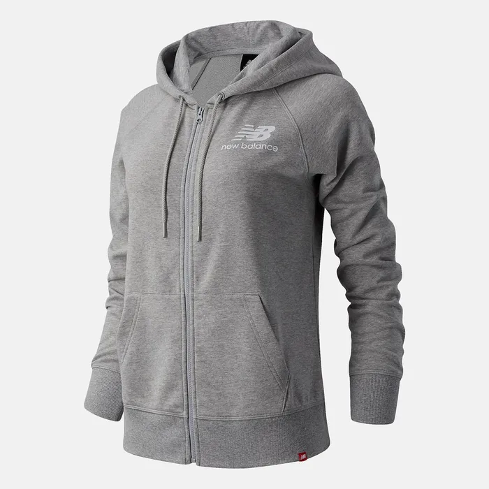 Women NB Essentials Full Zip Hoodie Athletic Grey New Balance Jackets and Vests Women NB Essentials Full Zip Hoodie Athletic Grey New Balance Jackets and Vests
