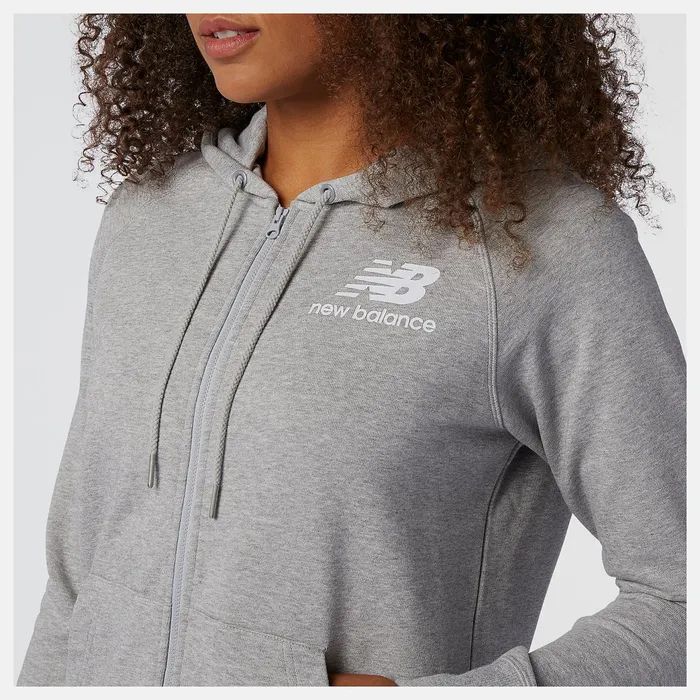 Women NB Essentials Full Zip Hoodie Athletic Grey New Balance Jackets and Vests Women NB Essentials Full Zip Hoodie Athletic Grey New Balance Jackets and Vests