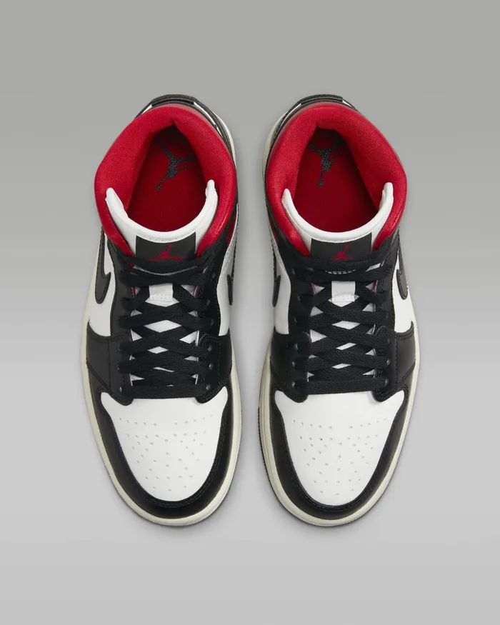 Women Nike All Shoes Air Jordan 1 Mid Blacksailgym Red