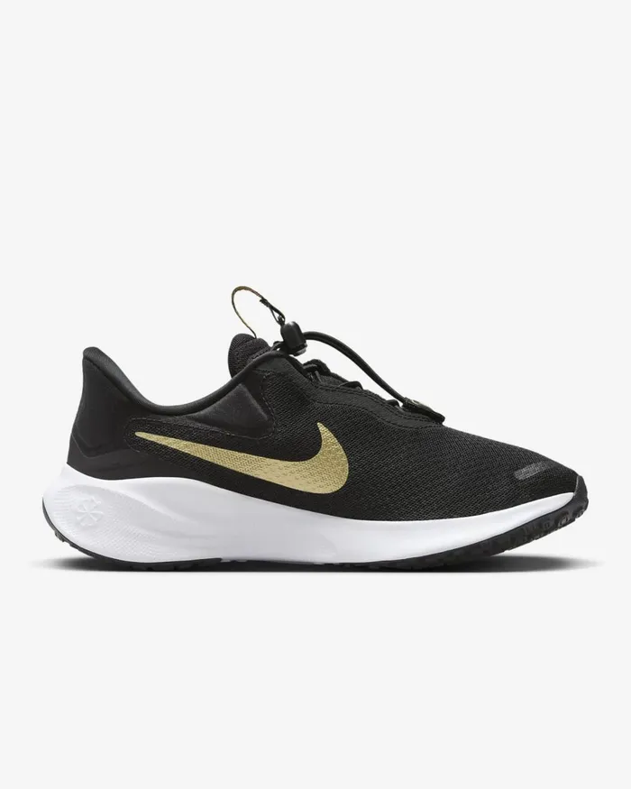 Women Nike All Shoes Revolution 7 EasyOn Blackwhitedark Smoke Greymetallic Gold