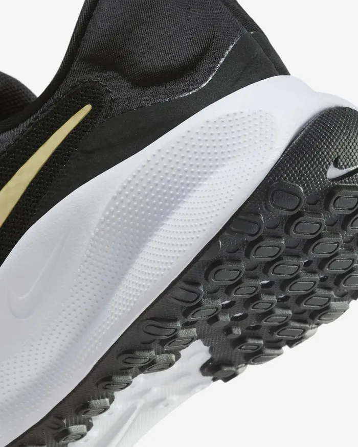 Women Nike All Shoes Revolution 7 EasyOn Blackwhitedark Smoke Greymetallic Gold