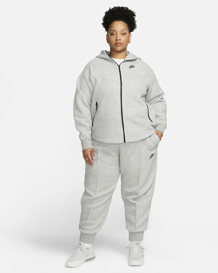 Women Nike Hoodies And Sweatshirts Sportswear Tech Fleece Windrunner Dark Grey Heatherblack