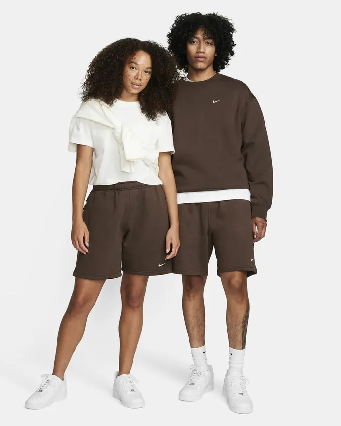 Women Nike Shorts Solo Swoosh Baroque Brownwhite