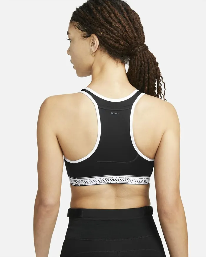 Women Nike Sports Bras Swoosh On The Run Blackwhiteblackwhite