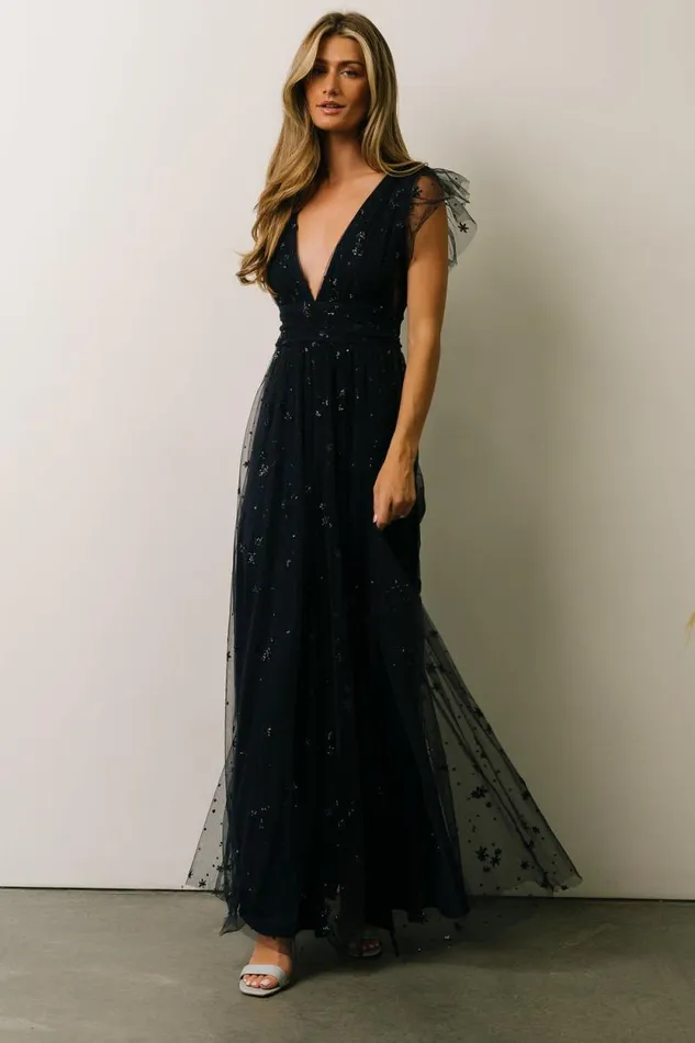 Women Nova Shimmer Maxi Dress Navy Baltic Born Embellished and Sequined Women Nova Shimmer Maxi Dress Navy Baltic Born Embellished and Sequined