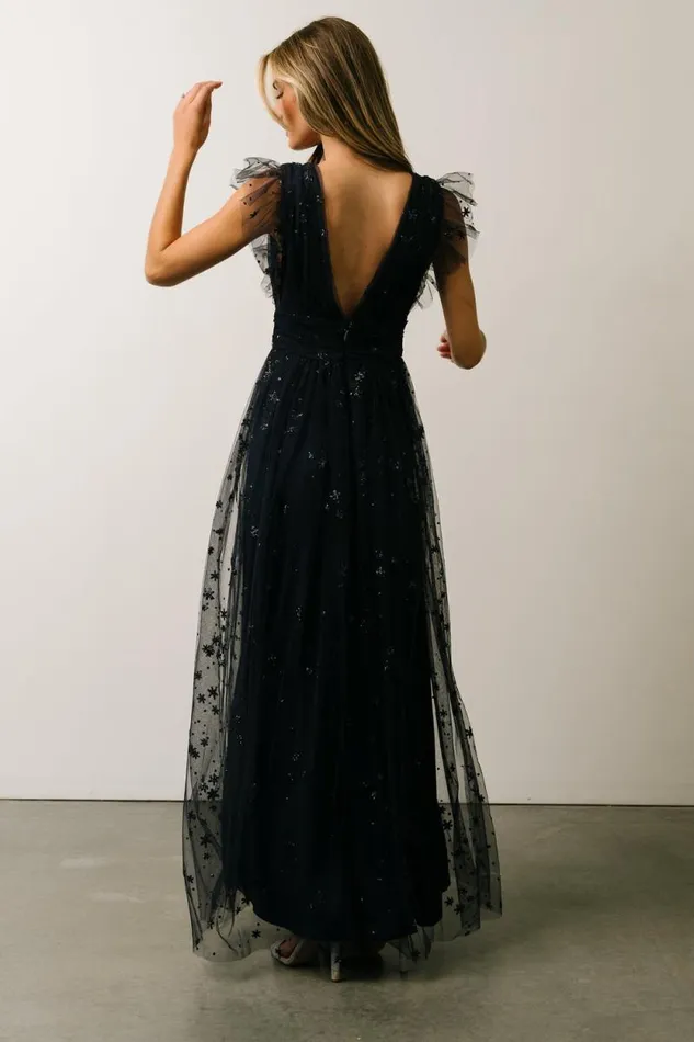Women Nova Shimmer Maxi Dress Navy Baltic Born Embellished and Sequined Women Nova Shimmer Maxi Dress Navy Baltic Born Embellished and Sequined