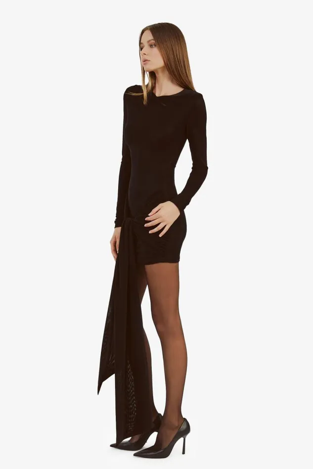 Women Occasion Dresses Bardot Cassidy Tie Front Dress In Black Black Women Occasion Dresses Bardot Cassidy Tie Front Dress In Black Black
