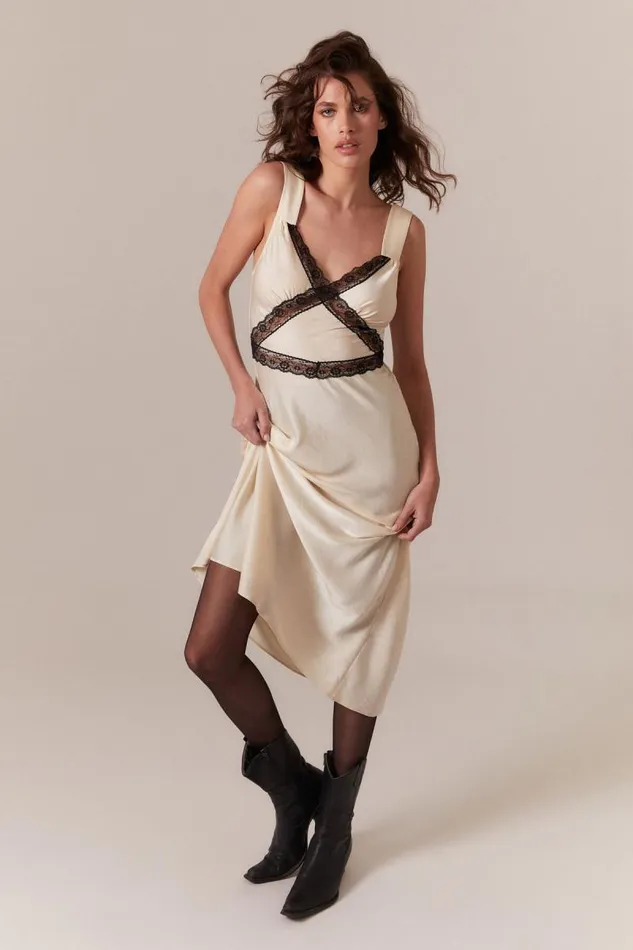 Women Occasion Dresses Bardot Emory Lace Slip Dress In Blackwhite Blackwhite