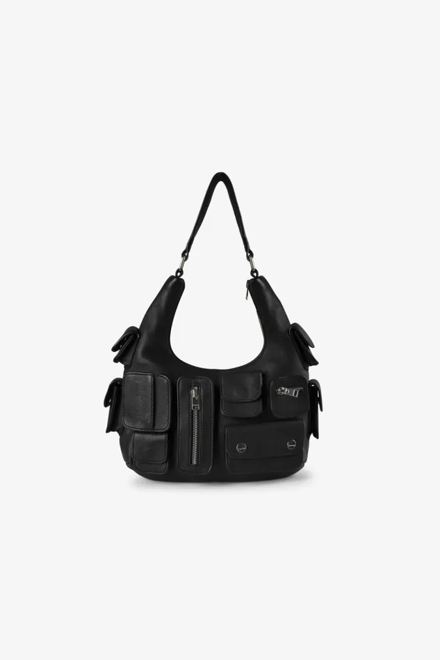 Women OLESIA Mini Leather Cargo Bag Black LAMARQUE Bags