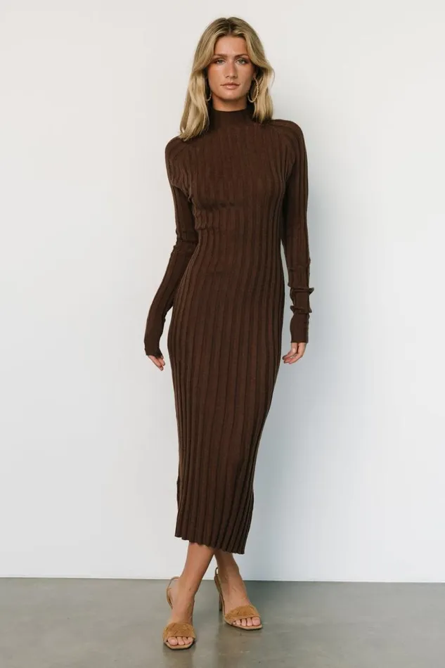 Women Oliver Ribbed Sweater Dress Chocolate Baltic Born Maxi Dresses