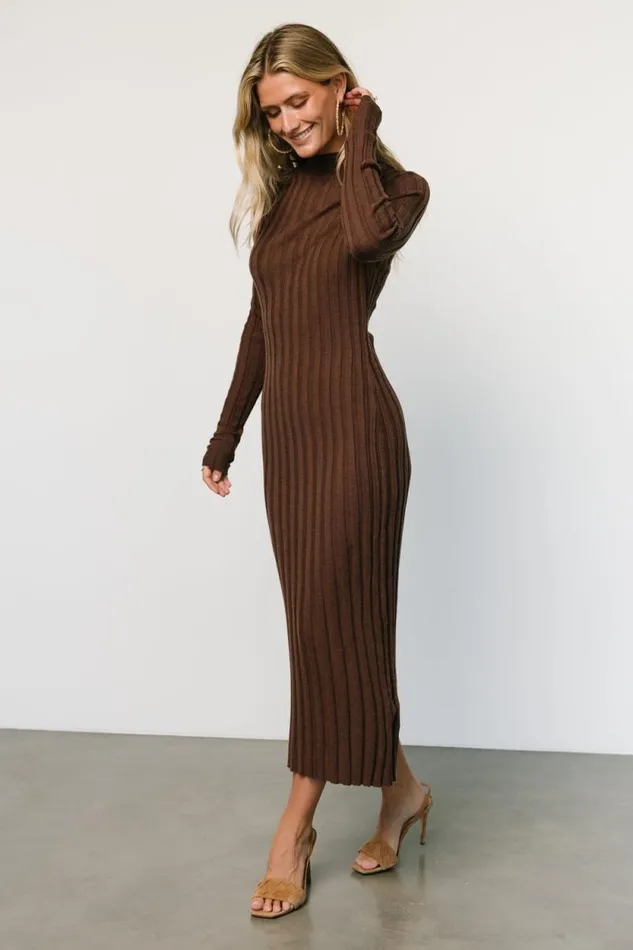 Women Oliver Ribbed Sweater Dress Chocolate Baltic Born Maxi Dresses Women Oliver Ribbed Sweater Dress Chocolate Baltic Born Maxi Dresses